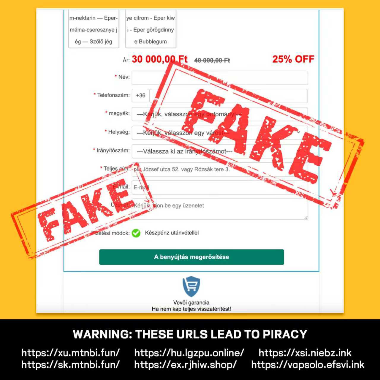 Csaló oldal példa 1