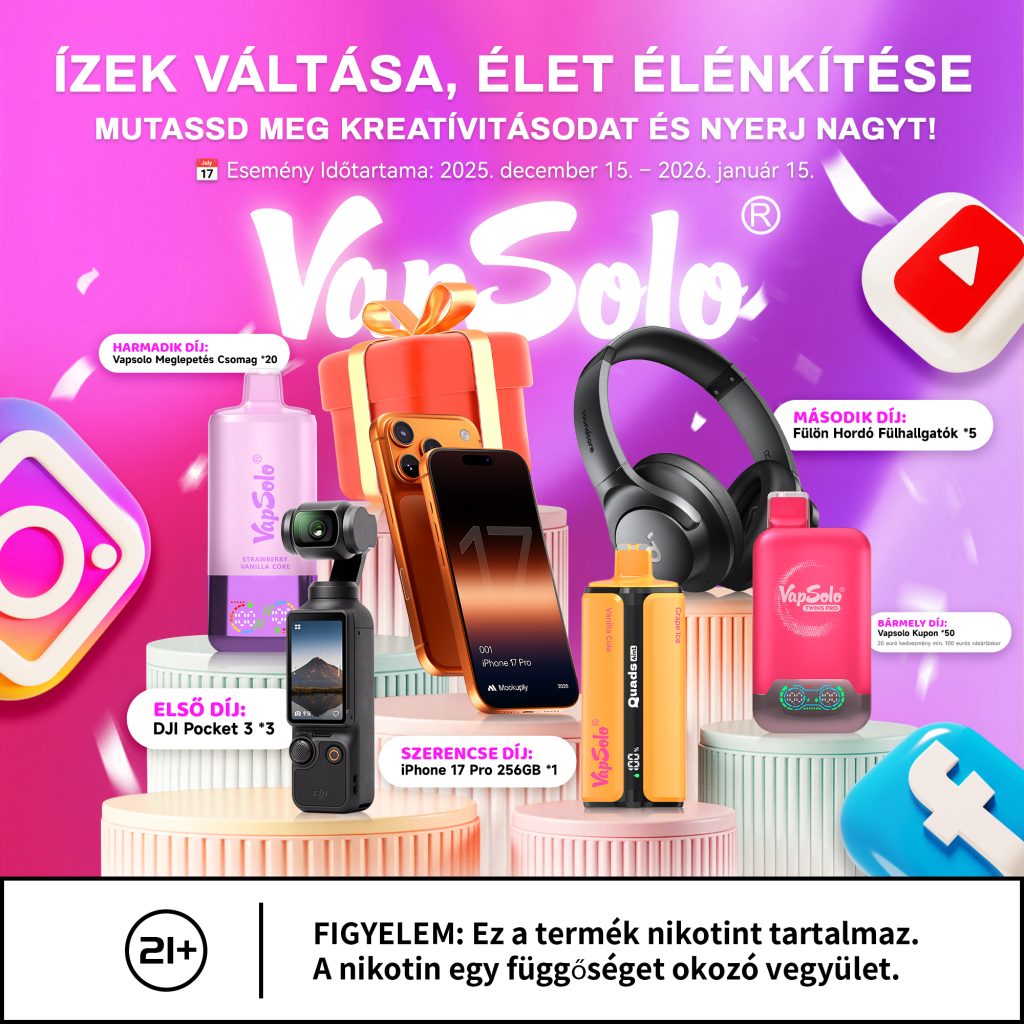 VAPSOLO MULTI-FLAVOR CHALLENGE! Eljött a lehetőség, hogy nagy nyereményt nyerj!