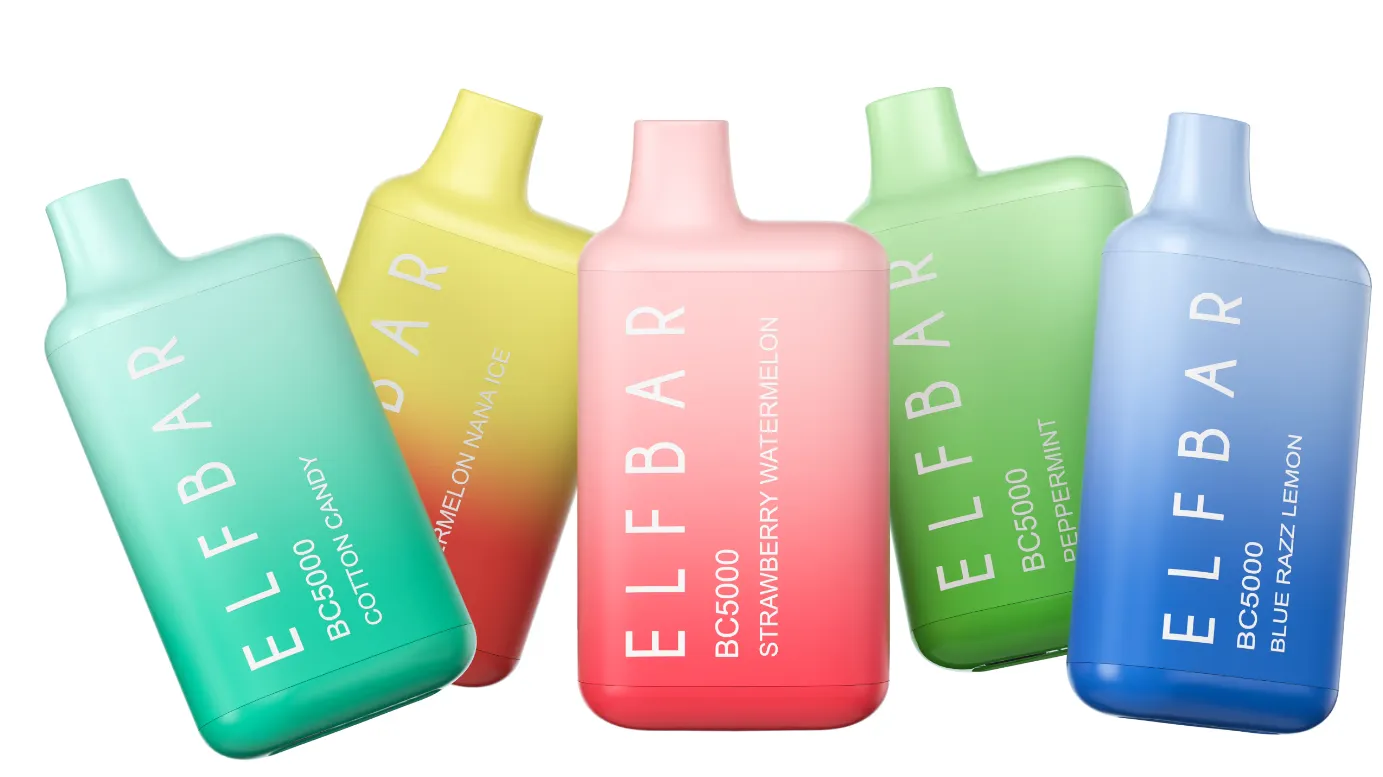 Elf Bar BC5000 and AF5000 disposable vapes shown side by side, representing standardized design and mainstream disposable vape performance.