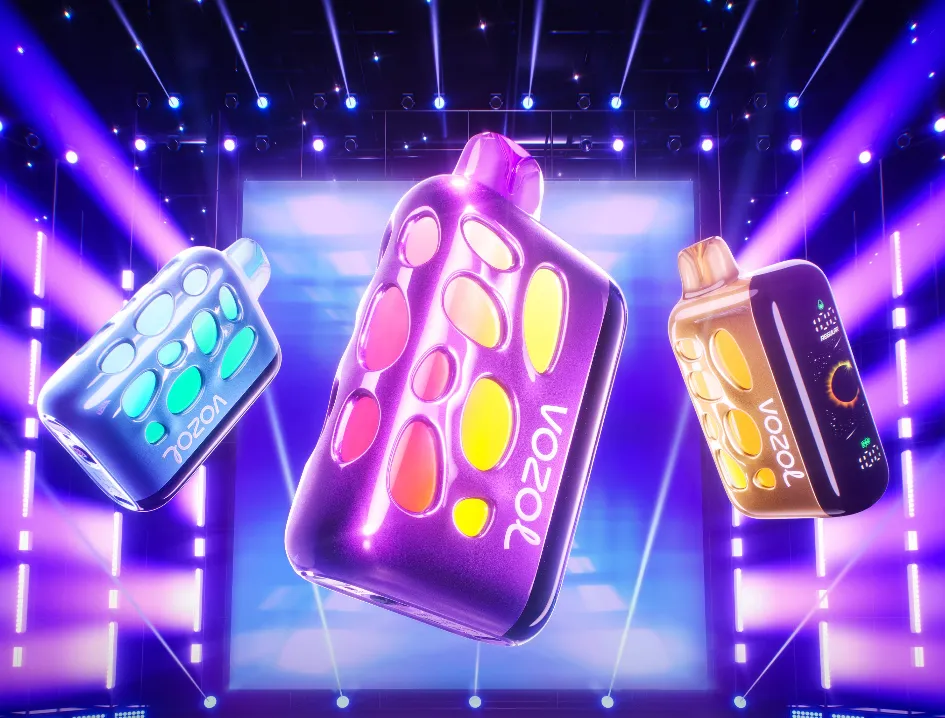 VOZOL Gear and Neon series disposable vapes displayed with distinctive styling and bold color design.