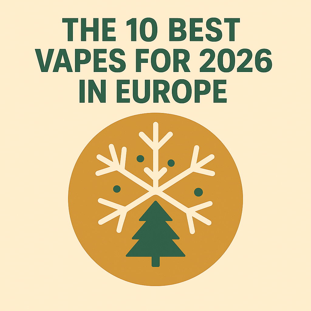 The 10 Best Vapes for 2026 in Europe with a snowflake and tree icon.