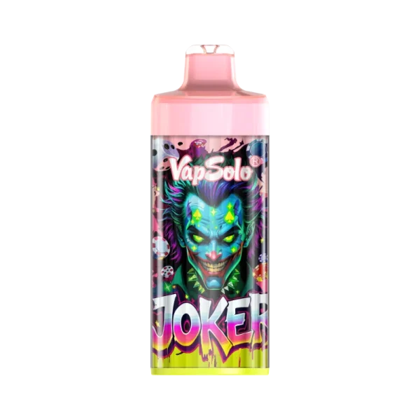 Vapsolo King Pro vape device featuring a bold Joker illustration and pink lemonade flavor branding.