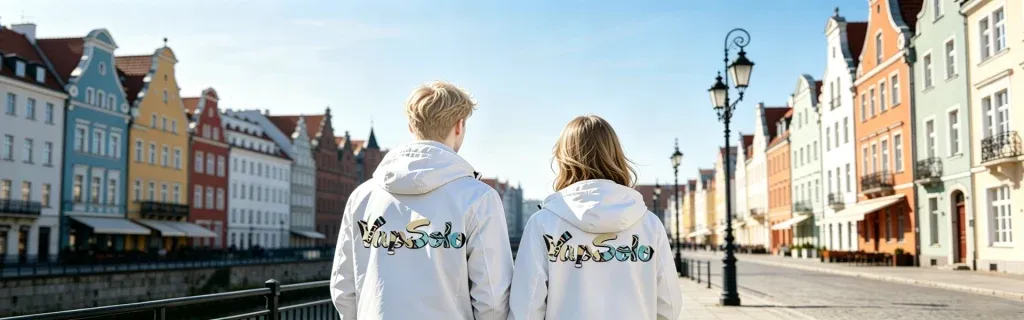 Para spacerująca po Starym Mieście w Gdańsku, widziana od tyłu, z logo jednorazowego e-papierosa VapSolo – strona banner-SUBSKRYPCJA