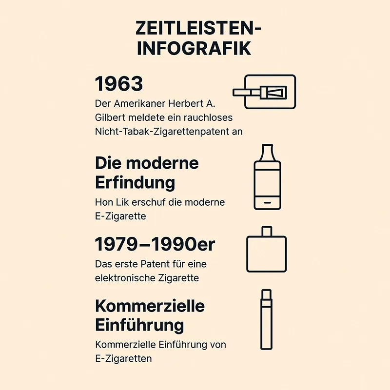 Zeitleiste zur Geschichte der E-Zigarette von 1963 bis heute