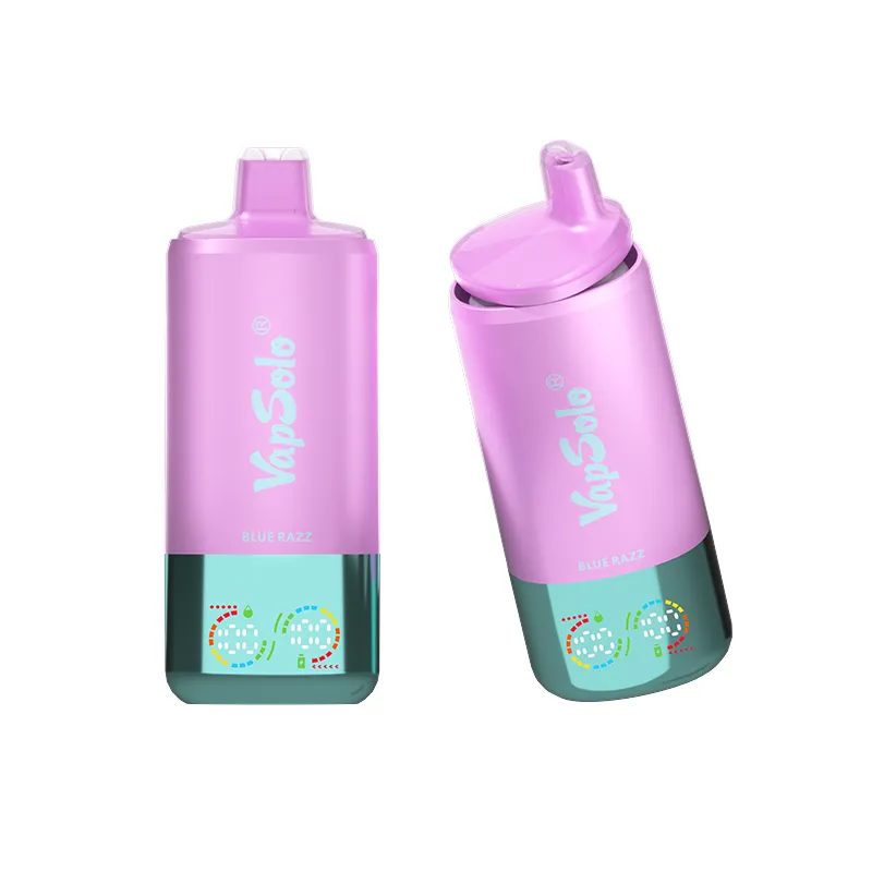 Zwei Vapsolo Triple Pro 60000 Einweg-Vapes in Pink mit Blue Razz Geschmack. Sichtbares Vapsolo-Logo und Geschmackstext.