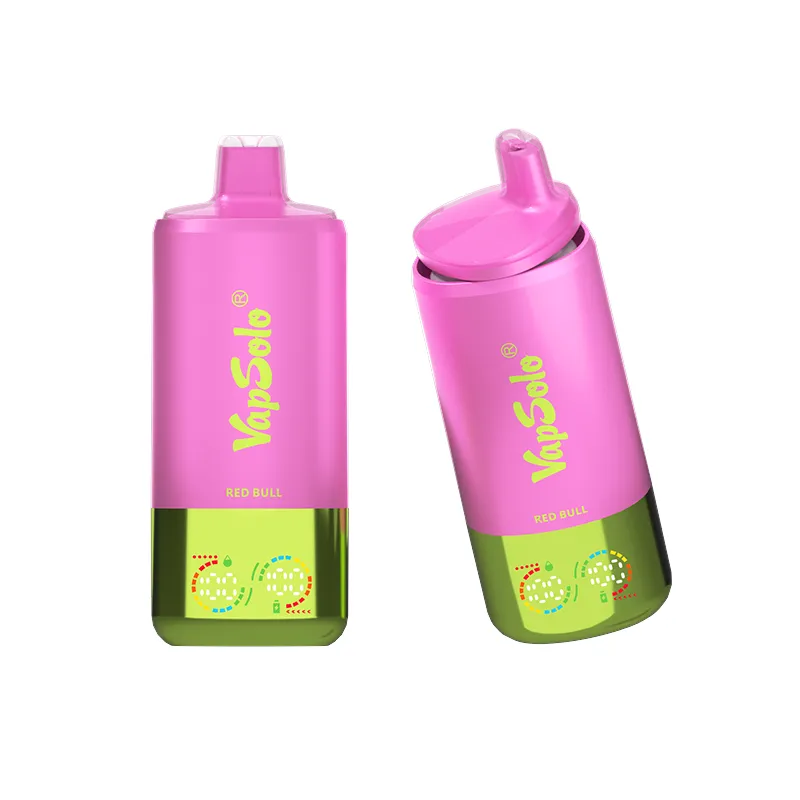 Vapsolo Triple Pro 60000 Vape in leuchtendem Rosa mit der Geschmacksrichtung Red Bull und einem grünen unteren Abschnitt.