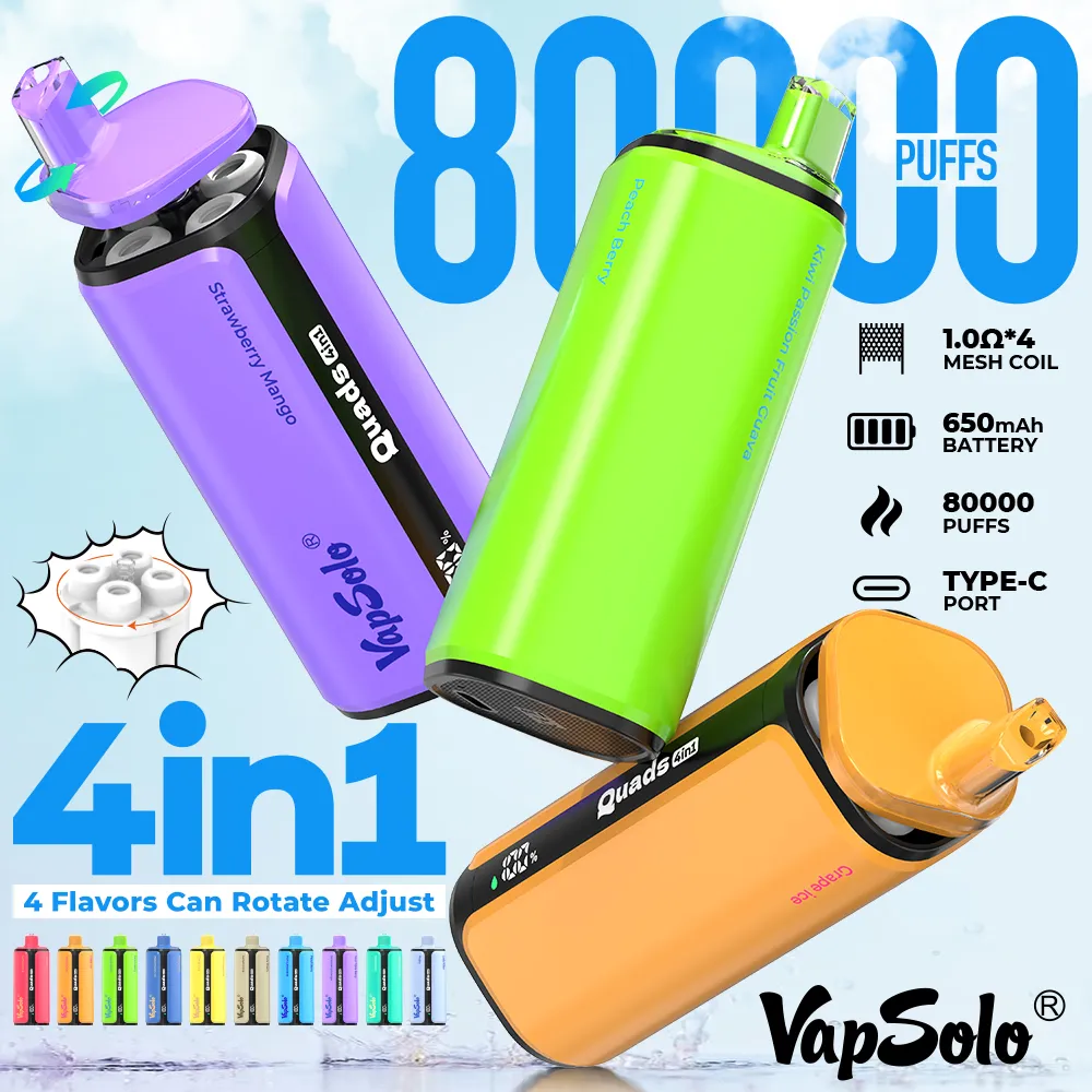 VapSolo QUADS – Einweg E-Zigarette mit 80.000 Zügen, 4 Kammern