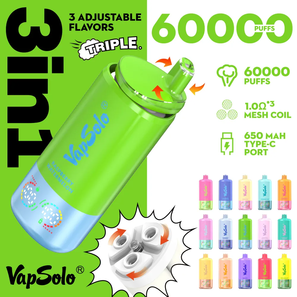 VapSolo TRIPLE PRO – Einweg E-Zigarette mit 60.000 Zügen, 3 Kammern