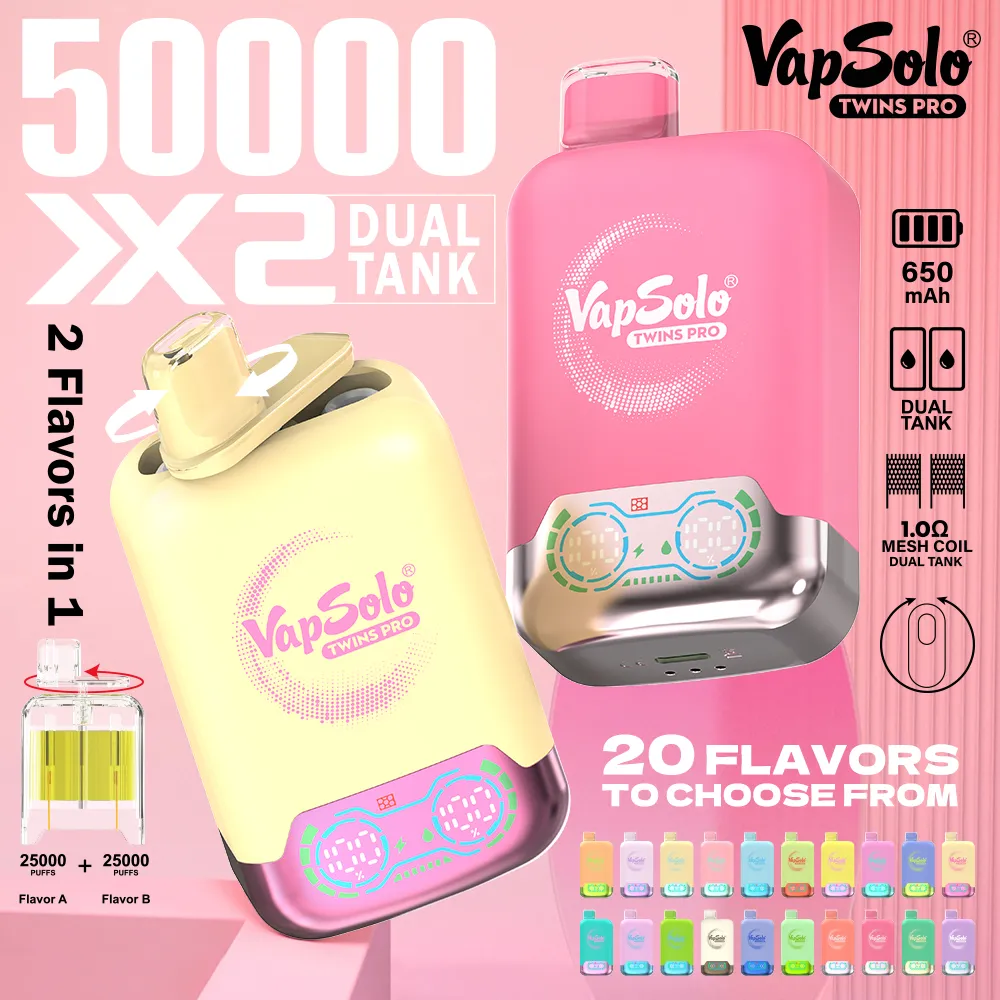 VapSolo TWINS PRO – Einweg E-Zigarette mit 50.000 Zügen, 2 Kammern