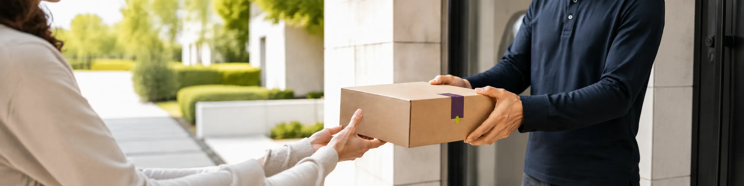 A secure parcel being handed to a customer